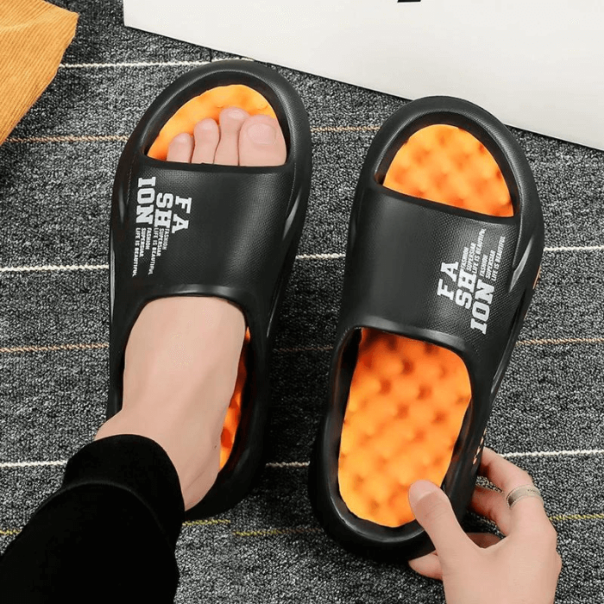 mens slippers massaging sole sliders