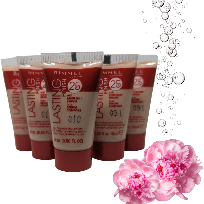 Rimmel London Lasting Finish 25Hr Foundation 15mL Tester - Full Coverage Foundation with Comfort Serum and Vitamin E - Cosmetics Foundation - Finish Foundation - Foundation Serum - Full Coverage Makeup Foundation