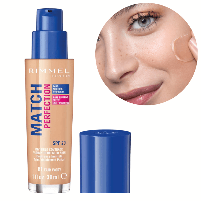 rimmel london match perfection foundation light ivory spf 20