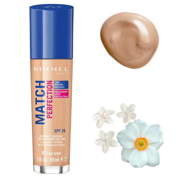 rimmel london match perfection liquid foundation light ivory spf 20