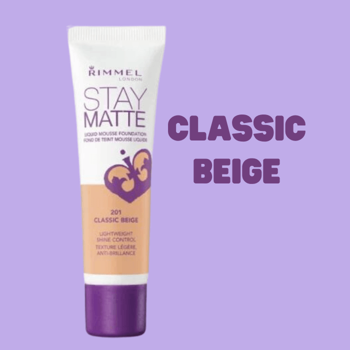 Rimmel London Stay Matte Liquid Mousse Foundation Classic Beige 201 - Oil Free Foundation - Mousse Foundation by Rimmel - Stay Matte Makeup Base - Lightweight Matte Coverage - Rimmel Matte Liquid Foundation - Stay Matte Mousse Foundation - e.l.f. Liquid Mousse Foundation - Matte Makeup Base by Rimmel – Health and Beauty Happiness