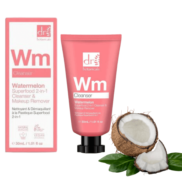 Dr Botanicals Watermelon Superfood 2-In-1 Cleanser & Makeup Remover - Dr Botanicals 2-In-1 Cleansing Solution - Natural Cleanser and Makeup Remover - Watermelon Cleansing and Makeup Removing - Dr Botanicals Natural Watermelon Cleanser - Makeup Removing Cleansing Balm - Dr Botanicals Watermelon Cleansing Balm - Superfood Makeup Remover - Skincare Cleansing and Remover - Health and Beauty Happiness