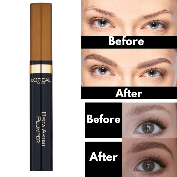 brow plumper by loreal swatches before and after