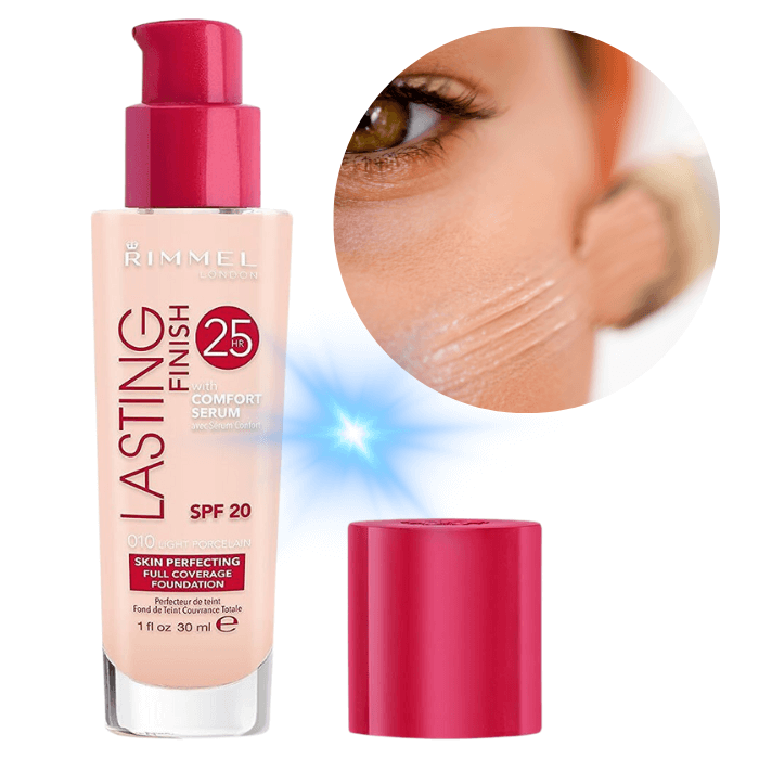 Rimmel London Lasting Finish 25H Foundation with Comfort Serum and Vitamin E - Rimmel London Long Lasting Foundation - Comfort Serum Foundation - Vitamin E Foundation - Rimmel London Foundation with SPF 20