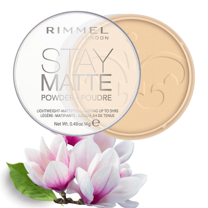 Stay Matte Pressed Powder by Rimmel London - Long-Lasting Matte Powder - Shine Control Face Powder - Rimmel Stay Matte Finishing Powder - Top Stay Matte Face Powder – Cruelty Free Pressed Powder - Lightweight Powder - Mattifying Pressed Powder - Rimmel Face Powder