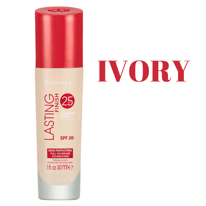 Rimmel London Lasting Finish Ivory - Rimmel London Lasting Finish 25H Foundation with Comfort Serum and Vitamin E - Rimmel London Long Lasting Foundation - Comfort Serum Foundation - Vitamin E Foundation - Rimmel London Foundation with SPF 20