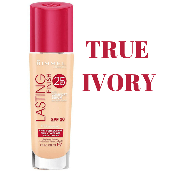 Rimmel London Lasting Finish True Ivory - Rimmel London Lasting Finish 25H Foundation with Comfort Serum and Vitamin E - Rimmel London Long Lasting Foundation - Comfort Serum Foundation - Vitamin E Foundation - Rimmel London Foundation with SPF 20