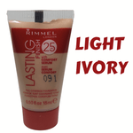 Rimmel London Lasting Finish 25Hr Foundation Light Ivory 15mL Tester - Full Coverage Foundation with Comfort Serum and Vitamin E - Cosmetics Foundation - Finish Foundation - Foundation Serum - Full Coverage Makeup Foundation